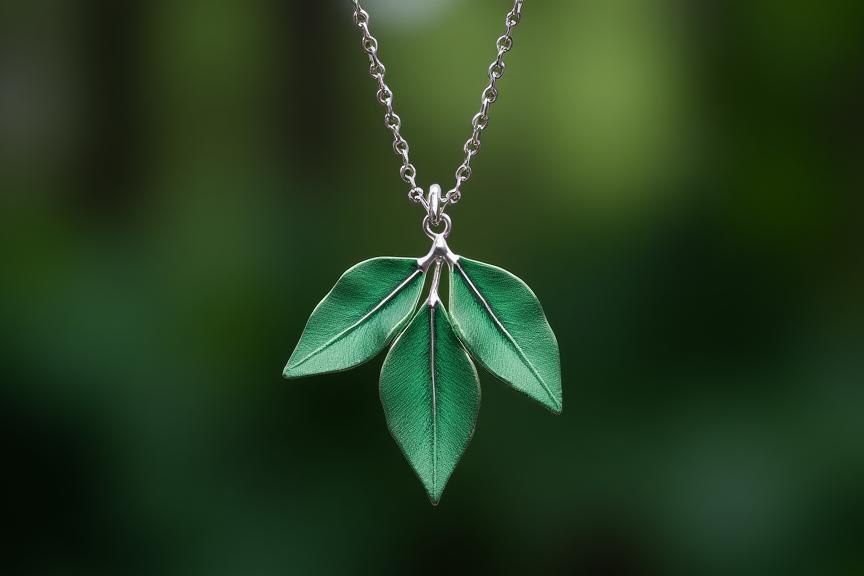 Collar de hojas esmaltadas en verde bosque