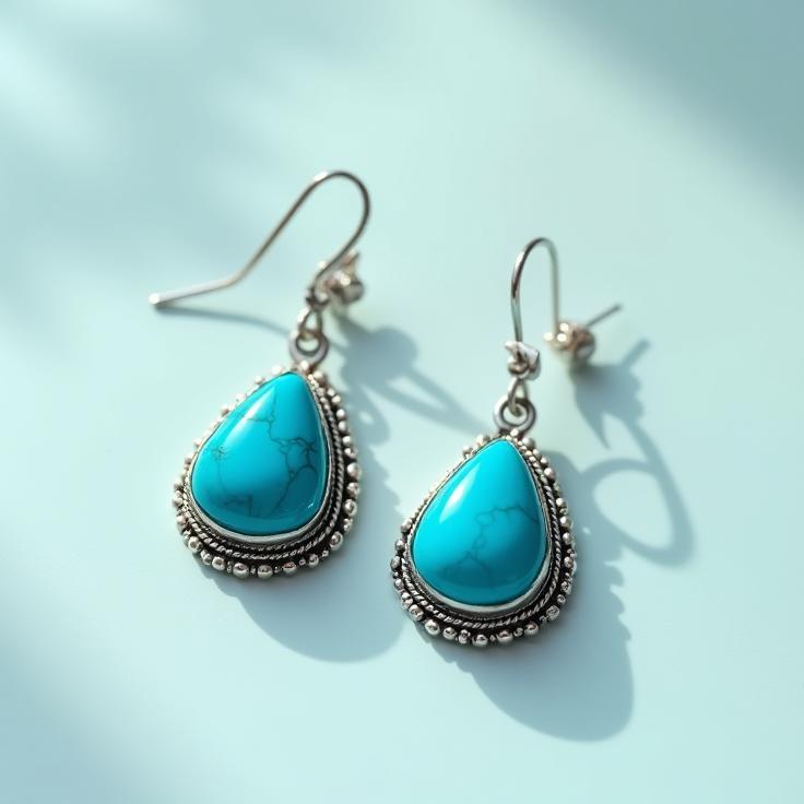 Pendientes de plata con turquesa hechos a mano